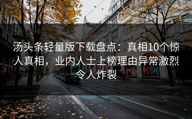 汤头条轻量版下载盘点：真相10个惊人真相，业内人士上榜理由异常激烈令人炸裂