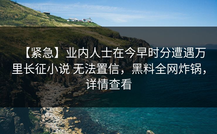 【紧急】业内人士在今早时分遭遇万里长征小说 无法置信，黑料全网炸锅，详情查看